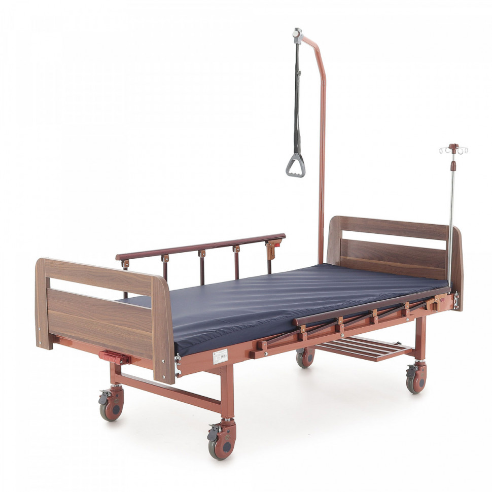 Кровать для лежачих больных с матрасом MED-MOS Е-17В ЛДСП (коричневый)